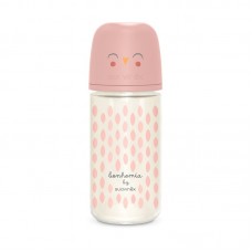 Biberon Vidrio 240ml Bonhomia Feather Rosa Suavinex